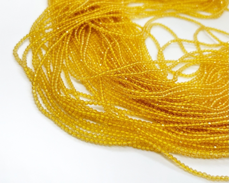 Бусины Циркон натуральный ювелирной огранки размер 2мм цвет желтый Желтый